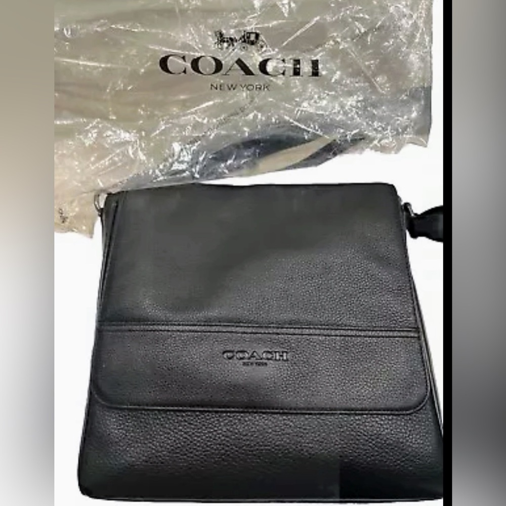 NWT COACH Houston Map Bag Supreme Pebbled Leather Unisex!